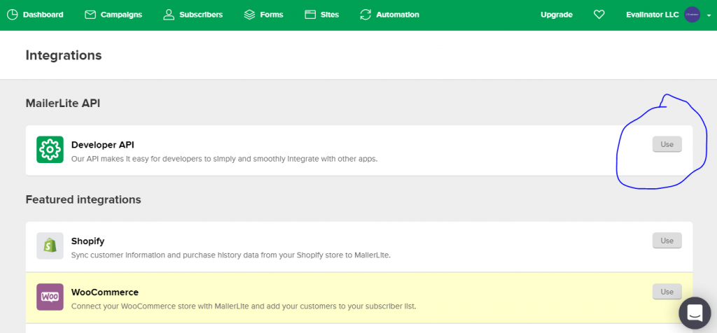 MailerLite Evalinator Integration