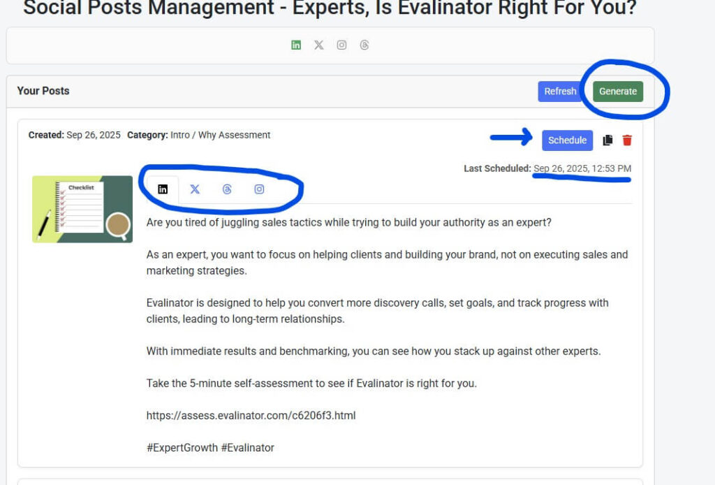 social media generate and schedule posts