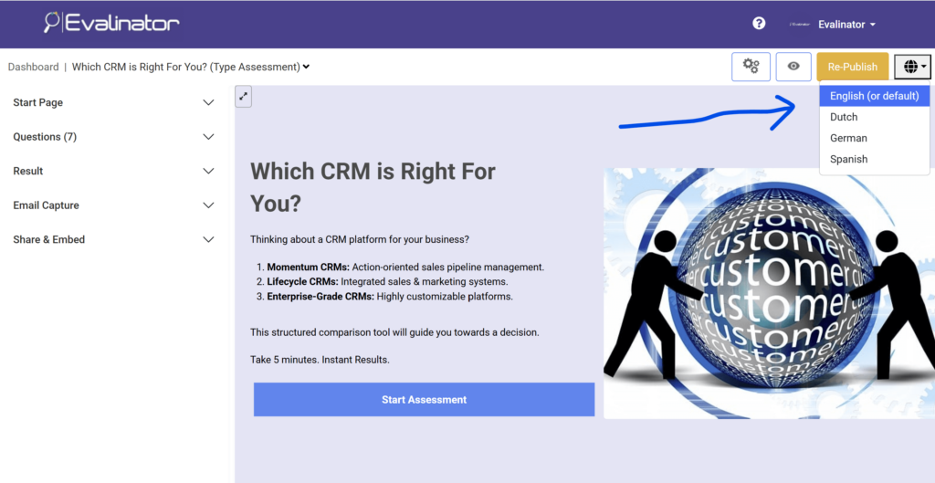 translate your assessment in a language of your choice